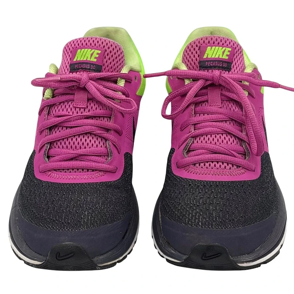 Nike Air Zoom Pegasus 30 Women Running Shoes Pink Lime Green 599392-600 Size 7.5